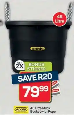 Pick n Pay Hypermarket Addis 45 Litre Muck Bucket with Rope offer