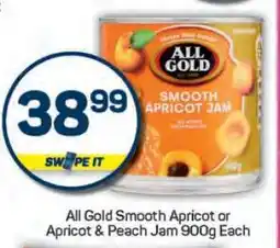 Pick n Pay All Gold Smooth Apricot or Apricot & Peach Jam 900g offer