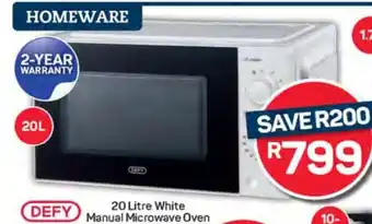 Pick n Pay DEFY 20 Litre White Manual Microwave Oven offer