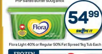 Pick n Pay Flora Light 40% or Regular 50% Fat Spread offer