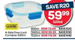 Pick n Pay Addis 4-Side Oven Lock Container 520ml offer