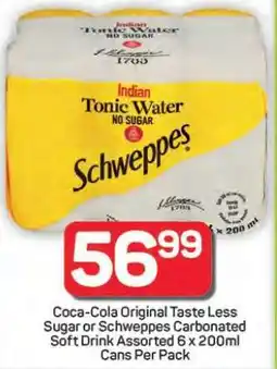 Pick n Pay Hypermarket Coca-Cola Original Taste Less Sugar or Schweppes Carbonated Soft Drink Assorted offer