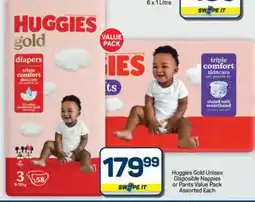 Pick n Pay Hypermarket Huggies Gold Unisex Disposable Nappies or Pants Value Pack offer