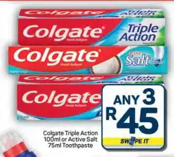 Pick n Pay Hypermarket Colgate Triple Action or Active Salt Toothpaste offer