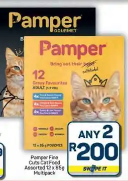 Pick n Pay Hypermarket Pamper Fine Cuts Cat Food Assorted 12 x 85g Multipack offer