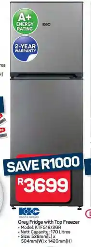 Pick n Pay Hypermarket Grey Fridge with Top Freezer offer