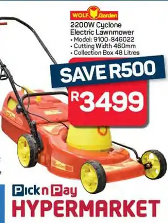 Pick n Pay Hypermarket WOLF-Garten 2200W Cyclone Electric Lawnmower offer