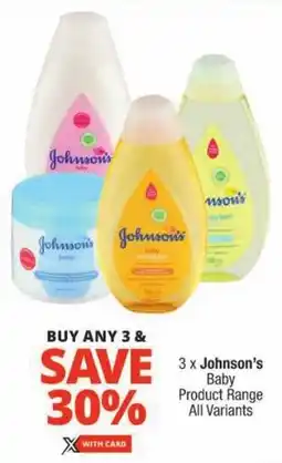 Checkers Johnson's Baby Product Range All Variants offer