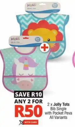 Checkers Jolly Tots Bib Single with Pocket Peva All Variants offer