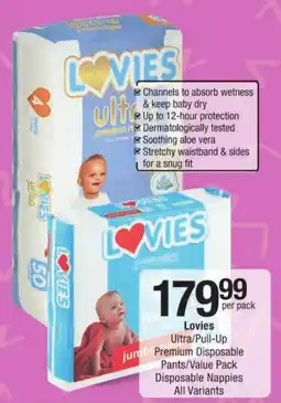 Checkers Lovies Ultra/ Pull-Up jumb Premium Disposable Pants/ Value Pack Disposable Nappies All Variants offer