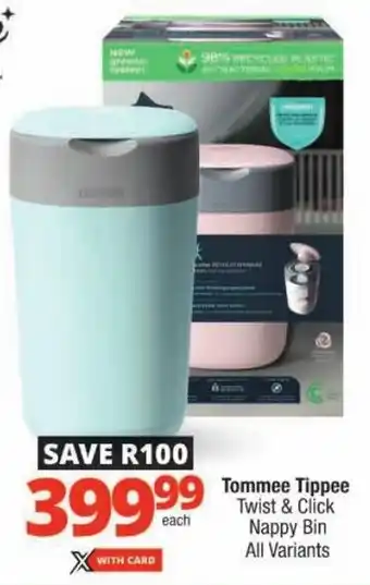 Checkers Tommee Tippee Twist & Click Nappy Bin All Variants offer
