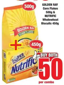 Boxer GOLDEN RAY Corn Flakes 500g & NUTRIFIC Wholewheat Biscuits 450g offer