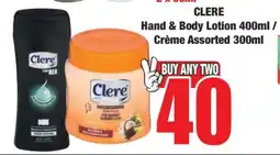 Boxer CLERE Hand & Body Lotion 400ml / Crème Assorted 300ml offer