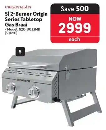 Makro Megamaster 2-Burner Origin Series Tabletop Gas Braai offer