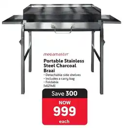 Makro Megamaster Portable Stainless Steel Charcoal Braai offer