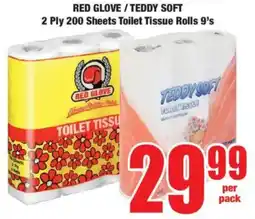 Boxer RED GLOVE/ TEDDY SOFT 2 Ply 200 Sheets Toilet Tissue Rolls offer