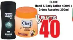 Boxer CLERE Hand & Body Lotion/ Crème Assorted offer