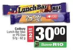 Spar Cadbury Lunch Bar Max or PS Duo offer