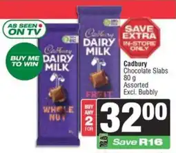 Spar Cadbury Chocolate Slabs Assorted Excl. Bubbly offer