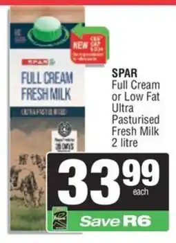 Spar SPAR Full Cream or Low Fat Ultra Pasturised Fresh Milk offer