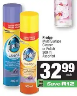 Spar Pledge Multi Surface Cleaner or Polish Assorted offer