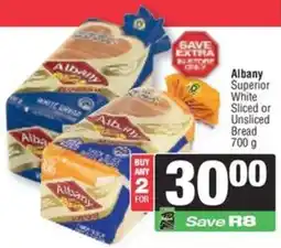 Spar Albany Superior White Sliced or Unsliced Bread offer