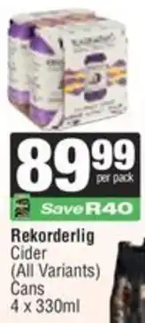 Spar Rekorderlig Cider Cans offer