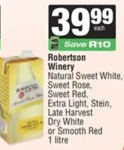 Spar Robertson Winery Natural Sweet White, Sweet Rose, Sweet Red, Late Harvest Dry White or Smooth Red offer