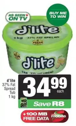 KwikSpar D'lite 37% Fat Spread Tub offer
