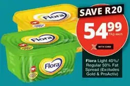 Checkers Flora Light 40%/ Regular 50% Fat Spread offer