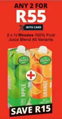 Checkers Rhodes 100% Fruit Juice Blend All Variants offer