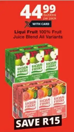 Checkers Liqui Fruit 100% Fruit Juice Blend All Variants offer