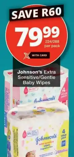 Checkers Johnson's Extra Sensitive/ Gentle Baby Wipes offer