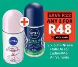 MediRite Nivea Roll-On for Ladies/ Men All Variants offer