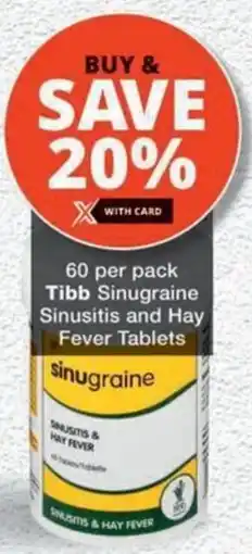 MediRite Tibb Sinugraine Sinusitis and Hay Fever Tablets offer
