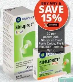 MediRite Sinupret Plus/ Forte Colds, Flu & Sinusitis Tablets/ Syrup offer
