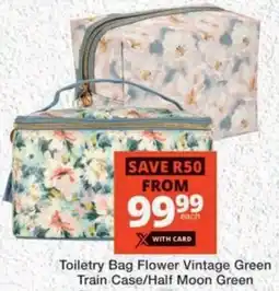 MediRite Toiletry Bag Flower Vintage Green Train Case/ Half Moon Green offer