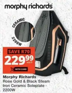 MediRite Morphy Richards Rose Gold & Black Steam Iron Ceramic Soleplate offer