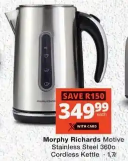 MediRite Morphy Richards Motive Stainless Steel 360 Cordless Kettle offer