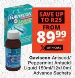 MediRite Gaviscon Aniseed/ Peppermint Antacid Liquid Advance Sachets offer