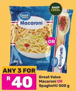 Game Great Value Macaroni OR Spaghetti offer