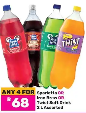 Game Sparletta OR Iron Brew OR Twist Soft Drink Assorted offer
