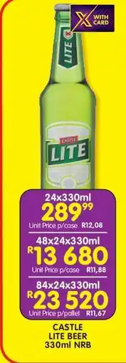 Shoprite CASTLE LITE BEER 330ml NRB offer