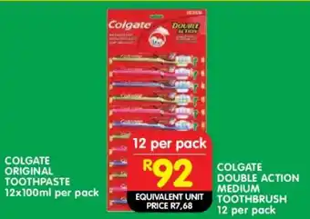 Shoprite COLGATE DOUBLE ACTION MEDIUM TOOTHBRUSH 12 per pack offer