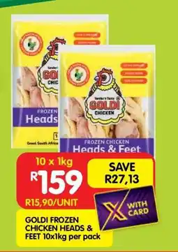 Shoprite GOLDI FROZEN CHICKEN HEADS & FEET 10x1kg per pack offer
