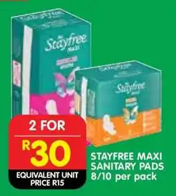 Shoprite STAYFREE MAXI SANITARY PADS 8/10 per pack offer