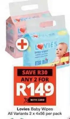 Checkers LOVIES BABY WIPES offer
