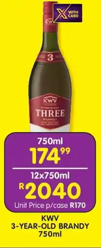 Shoprite KWV 3-Year Old Brandy 750ml offer