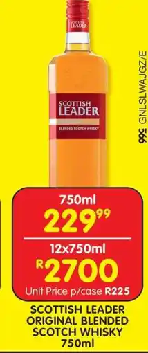 Shoprite SCOTTISH LEADER ORIGINAL BLENDED SCOTCH WHISKY 750ml offer