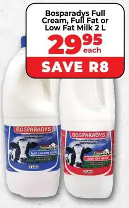 Food Lover's Market Bosparadys Full Cream, Full Fat or Low Fat Milk 2 L offer